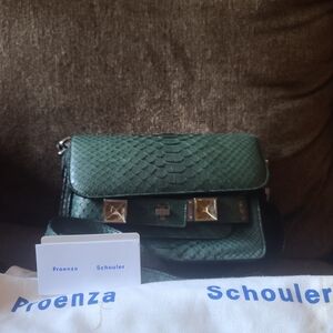 Proenza Schouler Green Crossbody Bag with Snakeskin Texture